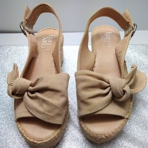 Franco Sarto Nude Blush Suede Spadrille Sandals